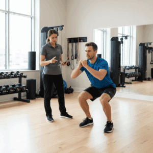 Physical therapist conducting one-on-one movement assessment with athlete in Torrance physical therapy clinic