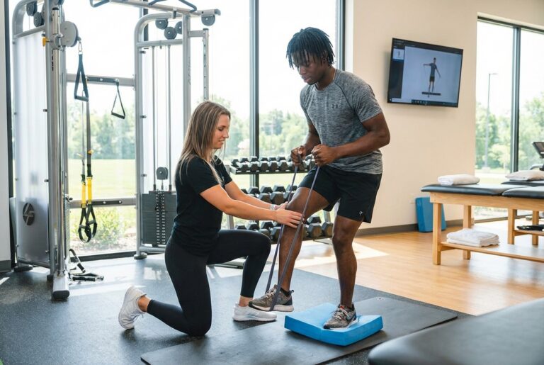 Patient working with a provider at a physical therapy clinic in Torrance