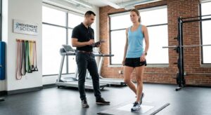 Patient receiving a running biomechanical assessment at a running physical therapy clinic in Torrance, CA
